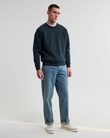 wax london men's Sidney - Washed Navy Loopback Cotton Sweatshirt