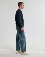 wax london men's Sidney - Washed Navy Loopback Cotton Sweatshirt