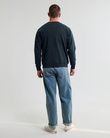 wax london men's Sidney - Washed Navy Loopback Cotton Sweatshirt