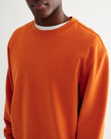 wax london men's Sidney - Washed Orange Loopback Cotton Sweatshirt
