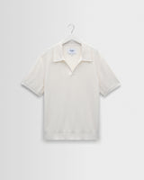 wax london men's Siena - Ecru Boucle Knitted Polo Shirt