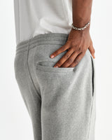 wax london men's Ska - Grey Embroidered Logo Loopback Cotton Joggers