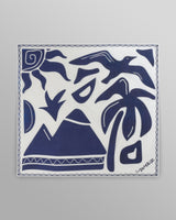 wax london men's Sloane - Navy And Ecru Scenic Neck Scarf