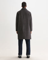 wax london men's Stan - Navy And Brown Double Face Car Coat
