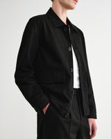 wax london men's Strand - Black Cotton Tencel Twill Jacket