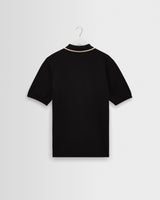 wax london men's Tellaro - Black And Ecru Retro Embroidered Shirt