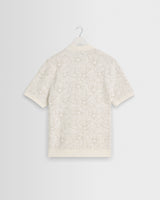 wax london men's Tellaro - Ecru Flower Jacquard Shirt