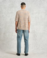 wax london men's Tellaro - Multicolour Twist Knitted Cotton Polo Shirt