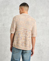 wax london men's Tellaro - Multicolour Twist Knitted Cotton Polo Shirt