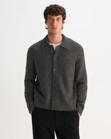 wax london men's Tristan - Charcoal Fluffy Long-Sleeve Knitted Polo