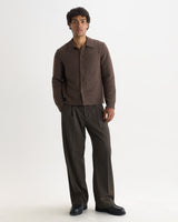 wax london men's Tristan - Chocolate Brown Fluffy Long-Sleeve Knitted Polo