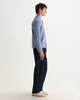 wax london men's Tristan - Light Blue Fluffy Long-Sleeve Knitted Polo