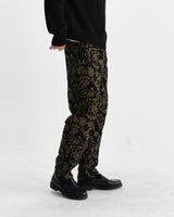 wax london men's Tyne - Black And Khaki Chenille Jacquard Trousers