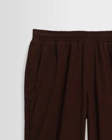 wax london men's Tyne - Dark Brown Cotton Poplin Loose Fit Trousers