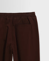 wax london men's Tyne - Dark Brown Cotton Poplin Loose Fit Trousers