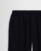 wax london men's Tyne - Navy Cotton Poplin Loose Fit Trousers