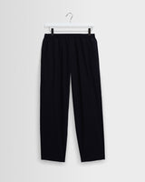 wax london men's Tyne - Navy Cotton Poplin Loose Fit Trousers