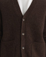 wax london men's Walker - Chocolate Brown Fluffy Wool Knit Cardigan