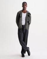 wax london men's Walker - Grey And Black Felted Applique Knit Cardigan