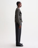wax london men's Walker - Grey And Black Felted Applique Knit Cardigan