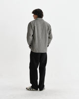 wax london men's Whiting - Black And Ecru Dizzy Weave Overshirt
