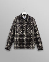 wax london men's Whiting - Black And Ecru Glitch Check Overshirt