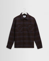 wax london men's Whiting - Brown And Blue Skate Check Overshirt