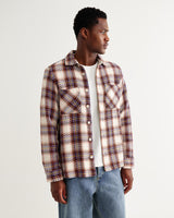 wax london men's Whiting - Ecru And Multicolour Hutton Check Overshirt
