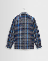 wax london men's Whiting - Navy And Blue Houndstooth Weave Overshirt