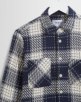 wax london men's Whiting - Navy Marine Beatnik Overshirt