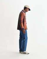 wax london men's Whiting - Orange And Multicolour Tempo Check Overshirt