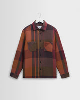 wax london men's Whiting - Orange And Multicolour Tempo Check Overshirt