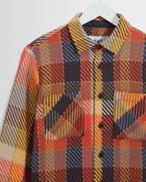 wax london men's Whiting - Orange Pike Check Overshirt
