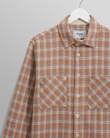wax london men's Whiting - Tan And Multicolour Ladder Check Overshirt