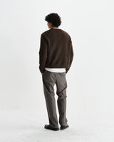 wax london men's Wilde - Brown Fluffy Wool Crewneck