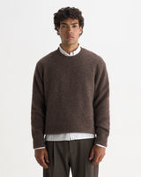 wax london men's Wilde - Chocolate Brown Fluffy Wool Crewneck