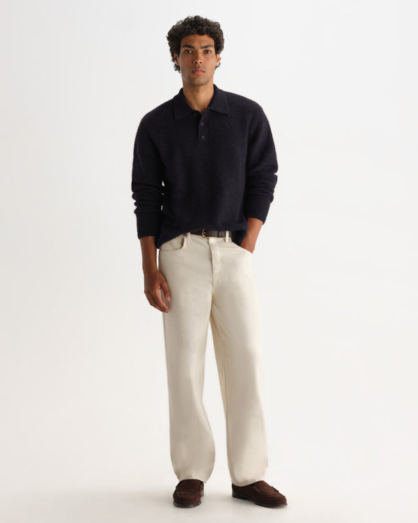 Ashford - Navy Fluffy Wool Polo