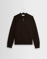 Lawrie - Dark Brown Long-Sleeve Knitted Polo