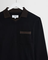 Pendal - Black And Brown Long-Sleeve Organic Cotton Polo