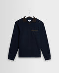 Pendal - Navy And Brown Long-Sleeve Organic Cotton Polo