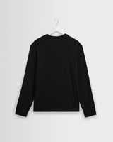 Caleb - Black Brushed Organic Cotton Henley Long-Sleeve T-Shirt