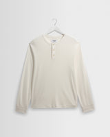 Caleb - Ecru Brushed Organic Cotton Henley Long-Sleeve T-Shirt
