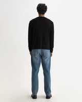 Caleb - Black Brushed Organic Cotton Henley Long-Sleeve T-Shirt