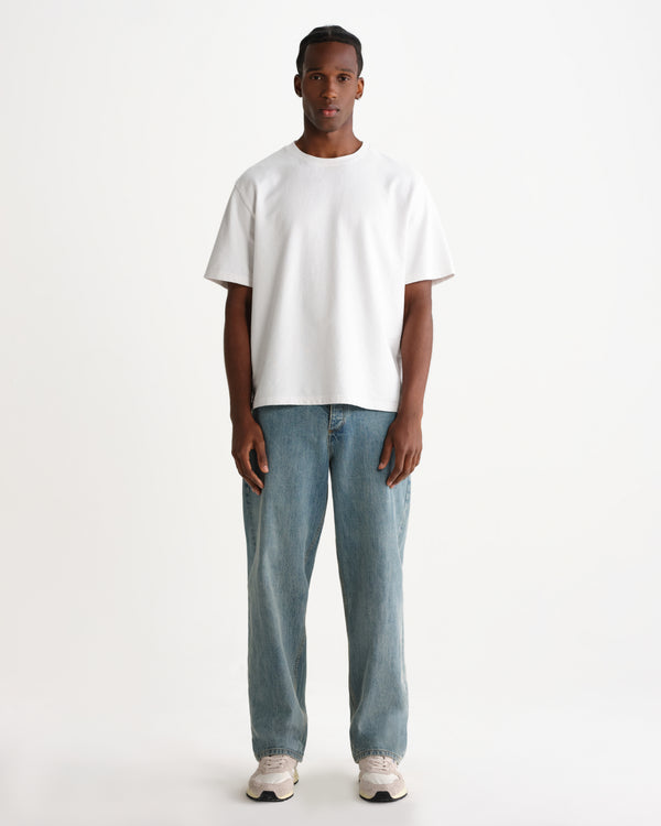 Felix - Jean denim coupe ample selvedge délavage bleu