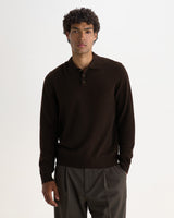Lawrie - Dark Brown Long-Sleeve Knitted Polo