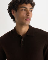 Lawrie - Dark Brown Long-Sleeve Knitted Polo