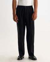 Malham - Black Italian Flannel Stripe Trouser