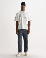 Milton - Ecru And Navy Doodle Graphic Organic Cotton T-Shirt