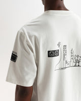 Milton - Ecru And Navy Doodle Graphic Organic Cotton T-Shirt
