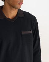 Pendal - Black And Brown Long-Sleeve Organic Cotton Polo